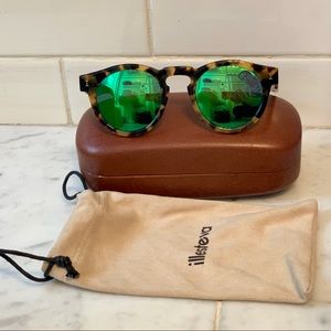 Illesteva Leonard tortoise mirrored sunglasses